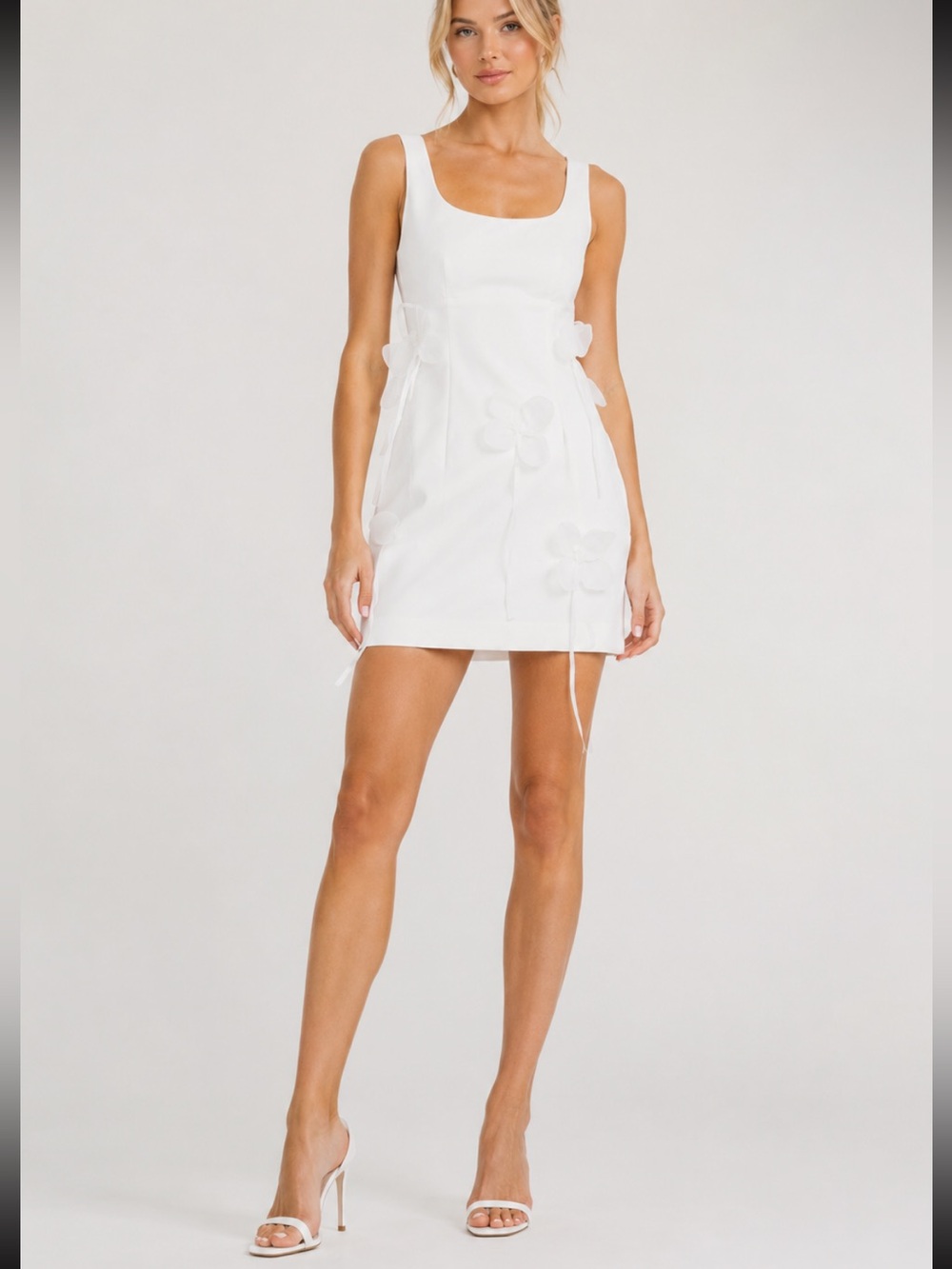 New! ROTATE White Ana 3D Lily Mini Dress Size 38 8116